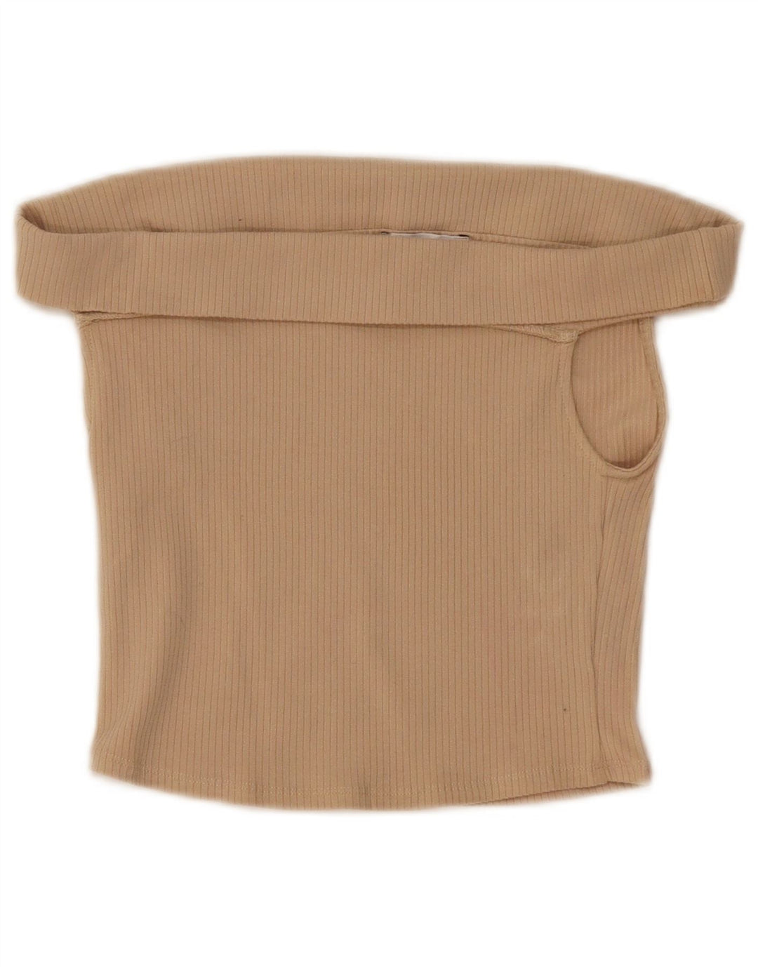 Zara Womens Crop Off Shoulder Top UK 8 Small Beige Bomuld
