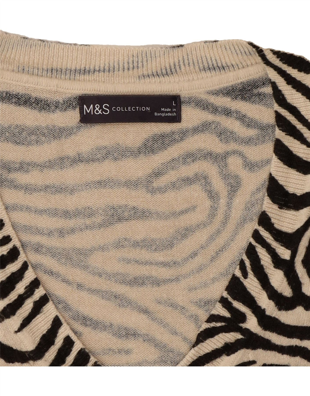 MARKS & SPENCER Womens V-Neck Jumper Sweater UK 16 Large Beige Vintage Marks & Spencer and Second-Hand Marks & Spencer from Messina Hembry 