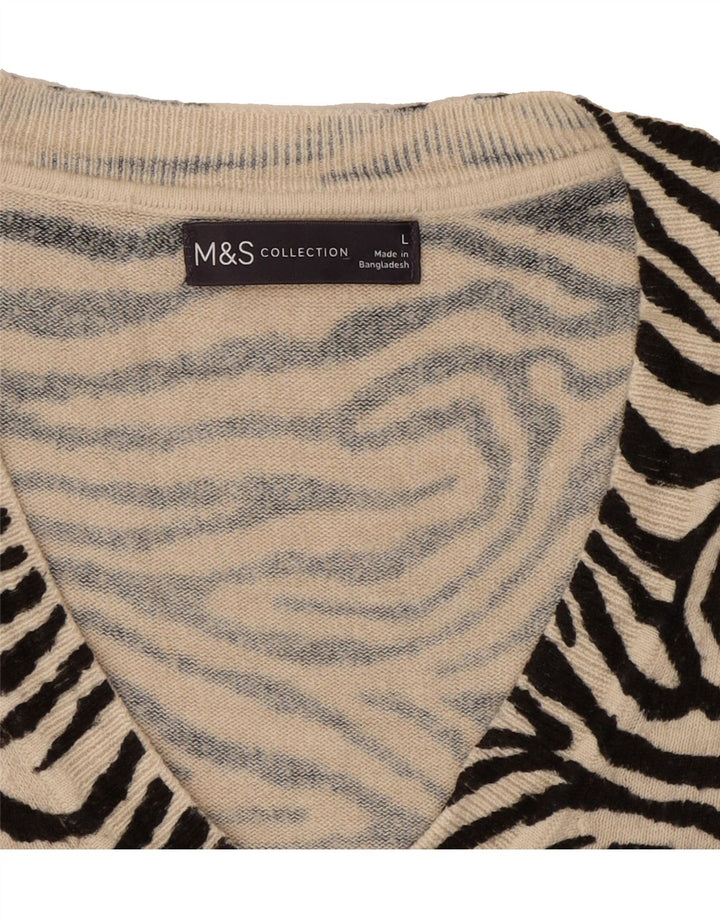 MARKS & SPENCER Womens V-Neck Jumper Sweater UK 16 Large Beige Vintage Marks & Spencer and Second-Hand Marks & Spencer from Messina Hembry 
