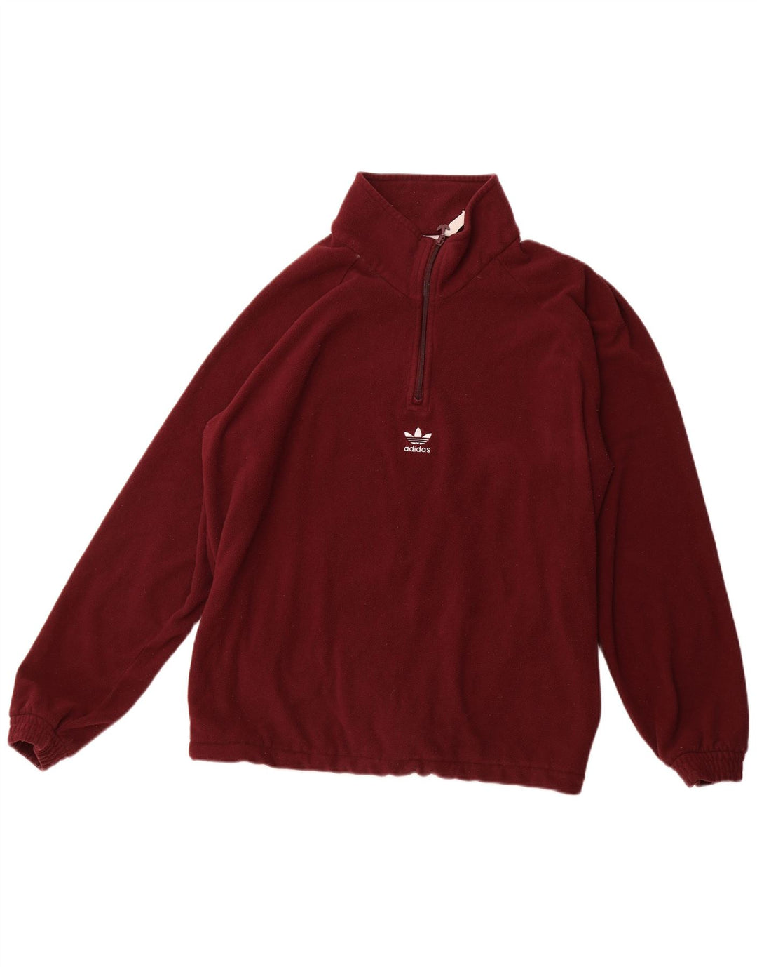 ADIDAS Herre grafisk lynlås-hals fleecetrøje XL Burgundy Polyester