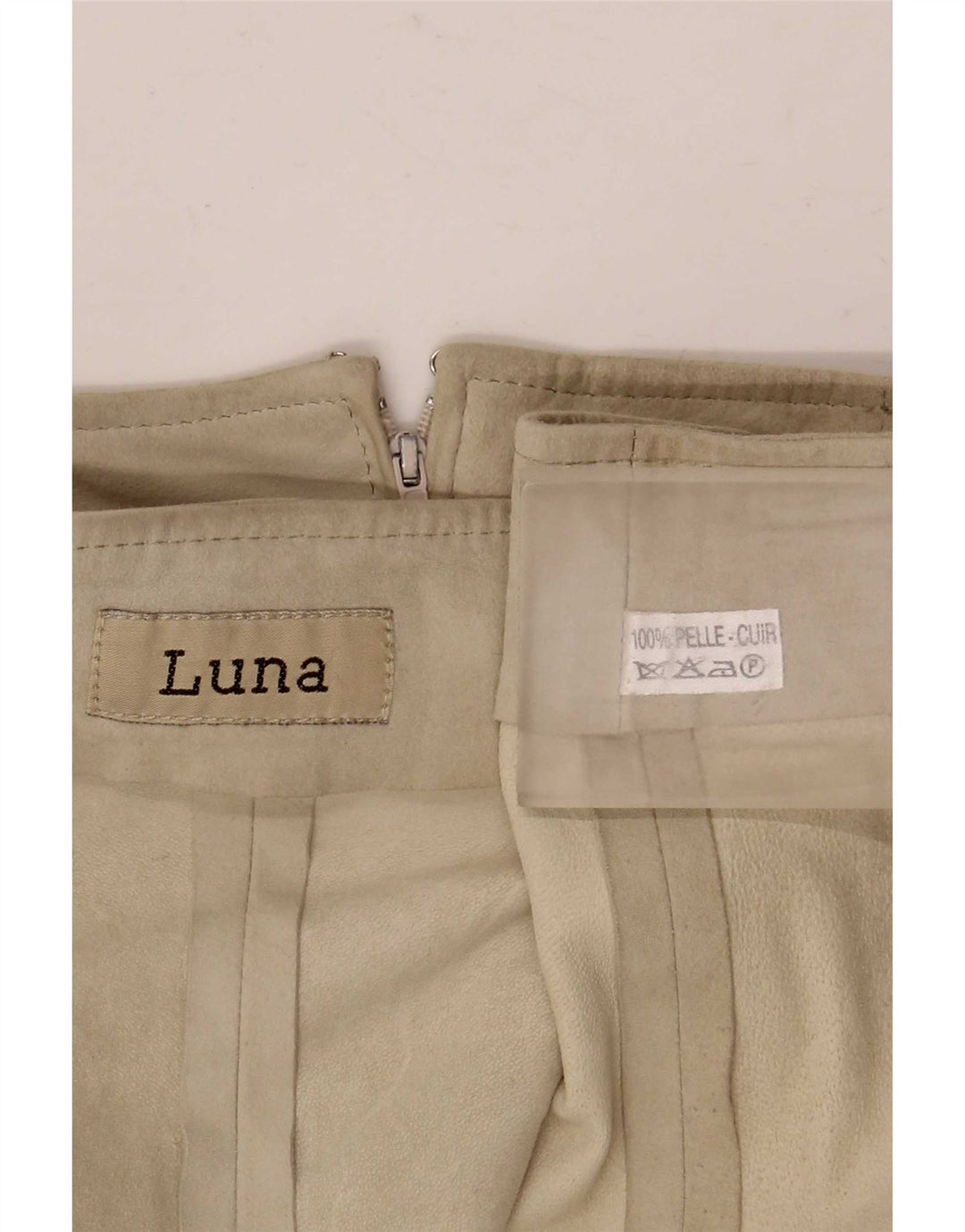 Luna Dame Ruskind A-Line nederdel W28 Medium Beige Læder