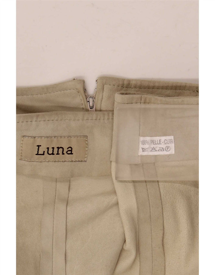 Luna Dame Ruskind A-Line nederdel W28 Medium Beige Læder