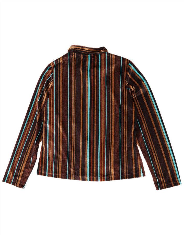 Only Womens Velour Shirt Bluse UK 16 Stor brun stribet polyester