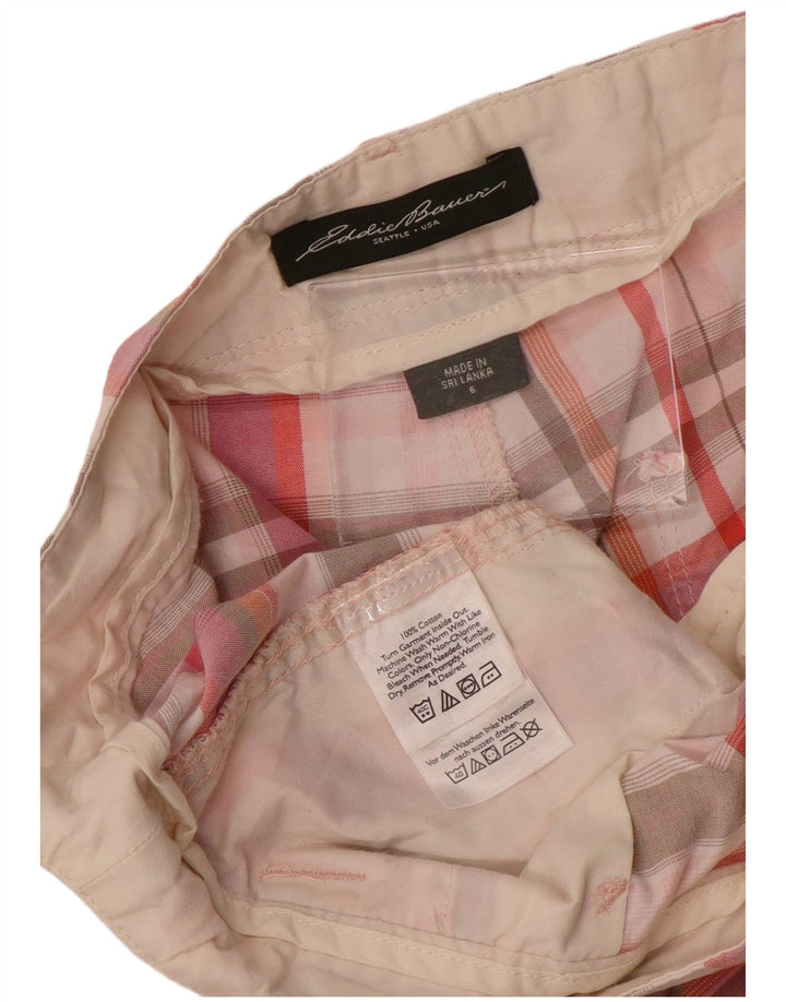 EDDIE BAUER Chino Shorts til kvinder US 6 Medium W32 Pink ternet bomuld
