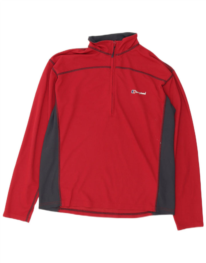 Berghaus Herre Zip Neck Pullover Træningsdragt Top Medium Rød Colourblock