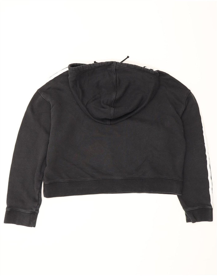Adidas Womens Crop Oversized Hoodie Jumper UK 12 Medium Black