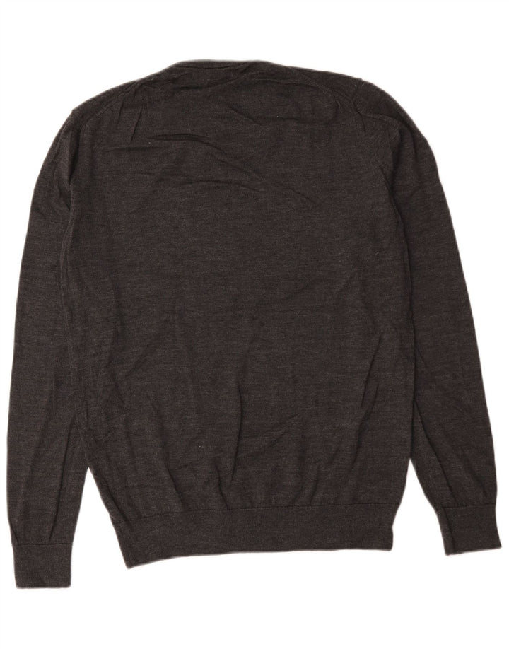 Zara Herre Crew Neck Jumper Sweater Stor Grå Uld