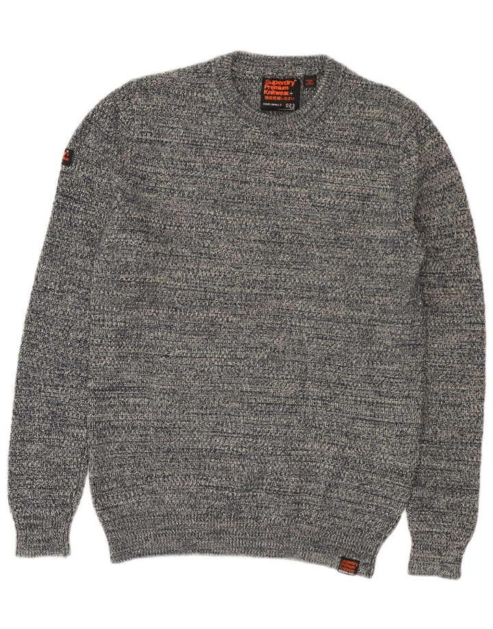 SUPERDRY Herre sweater med rund hals, lille marineblå flækket bomuld