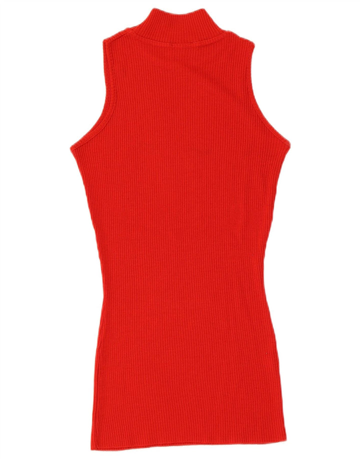 Vintage Dame Vest Tank Top UK 12 Medium Red Viscose