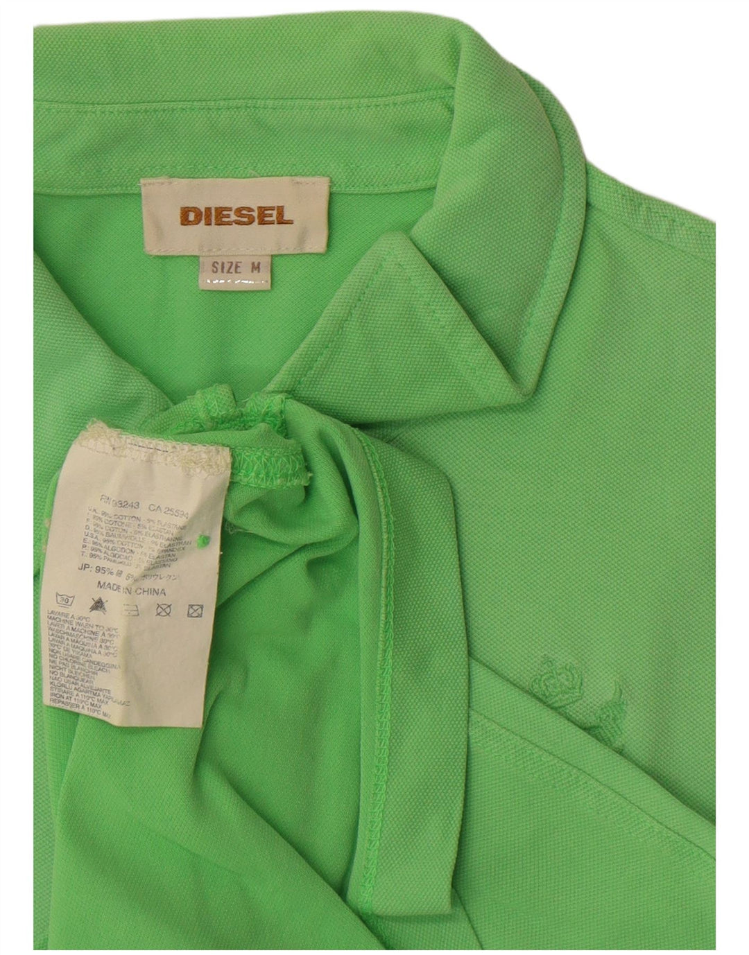 DIESEL Dame Polo Shirt UK 14 Medium Green Bomuld