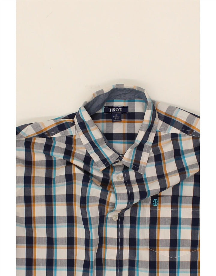 IZOD Boys Shirt 15-16 Years XL Navy Blue Check Cotton Vintage Izod and Second-Hand Izod from Messina Hembry 