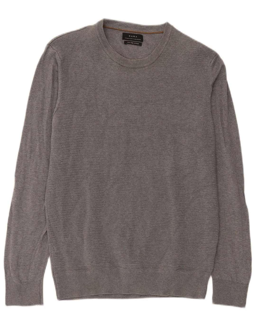 Zara Herre sweater med rund hals, mellemgrå bomuld