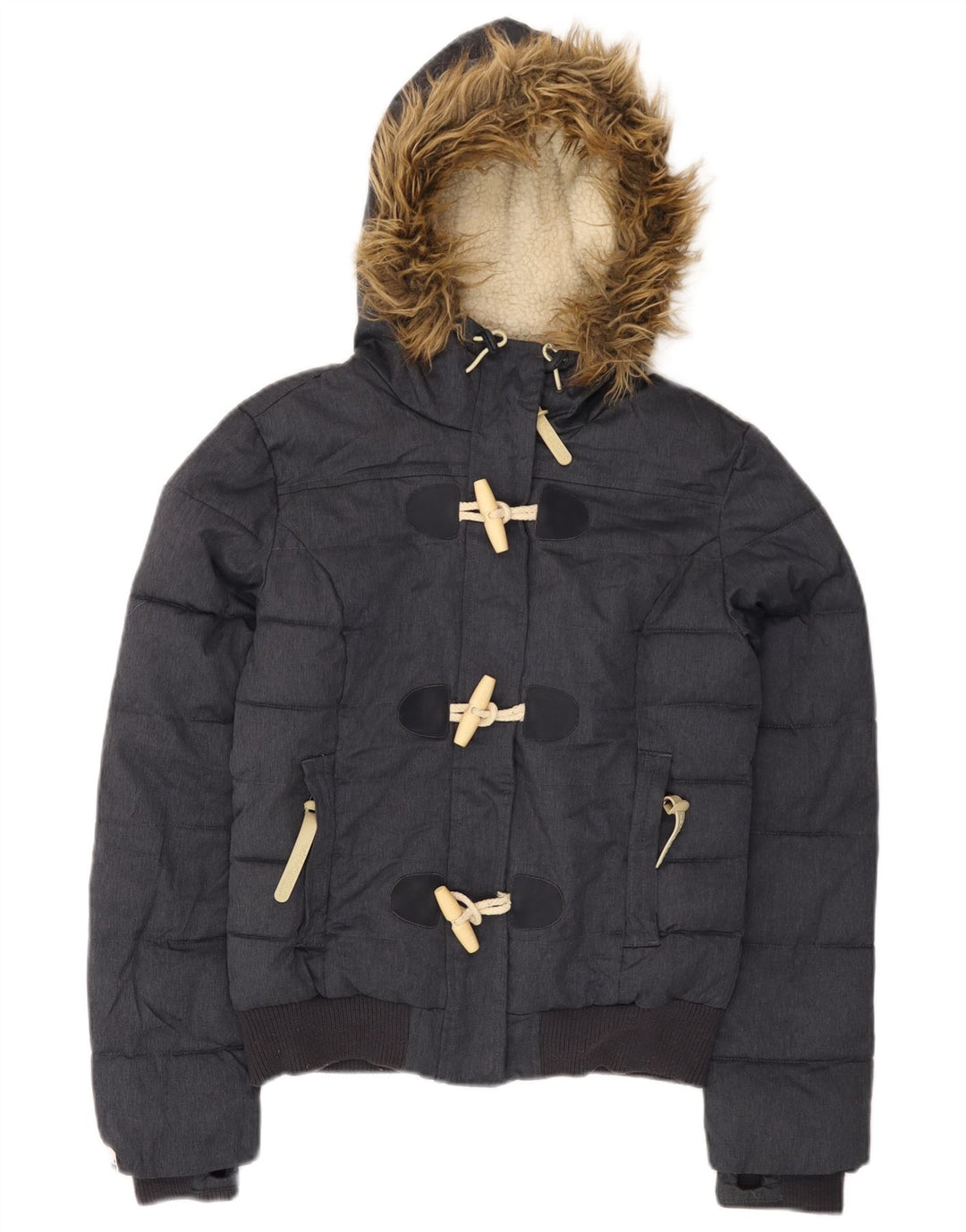 Superdry Polstret hættejakke til kvinder UK 10 Lille grå polyester