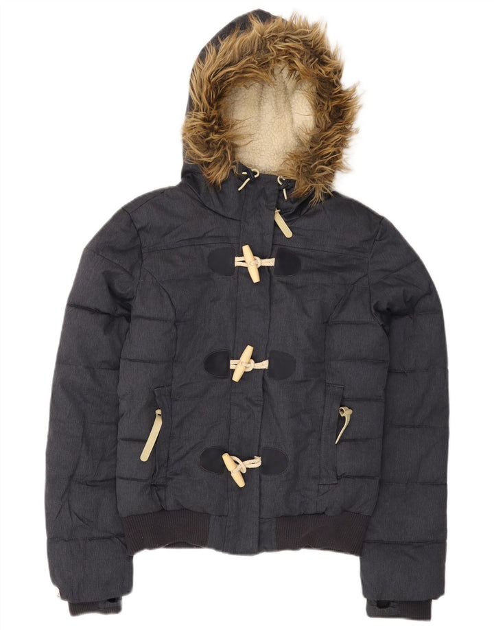 Superdry Polstret hættejakke til kvinder UK 10 Lille grå polyester