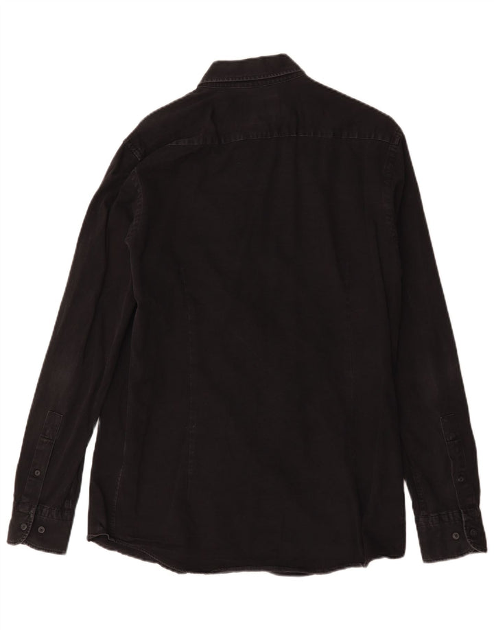 Massimo Dutti Herre Denim Shirt Medium Sort Bomuld