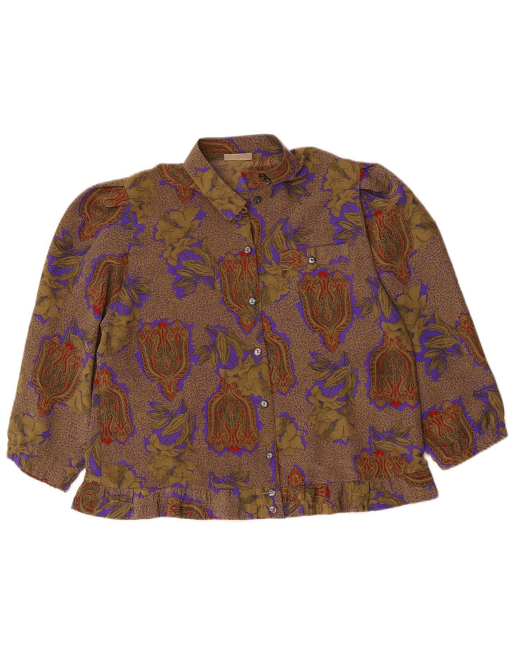 Sommermann skjortebluse med 3/4 ærmer til kvinder EU 40 Medium Brun Paisley