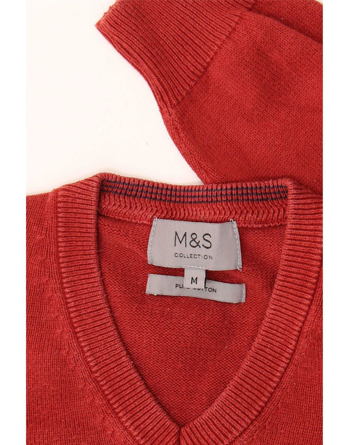 Marks & Spencer Herre V-hals sweater Medium rød bomuld