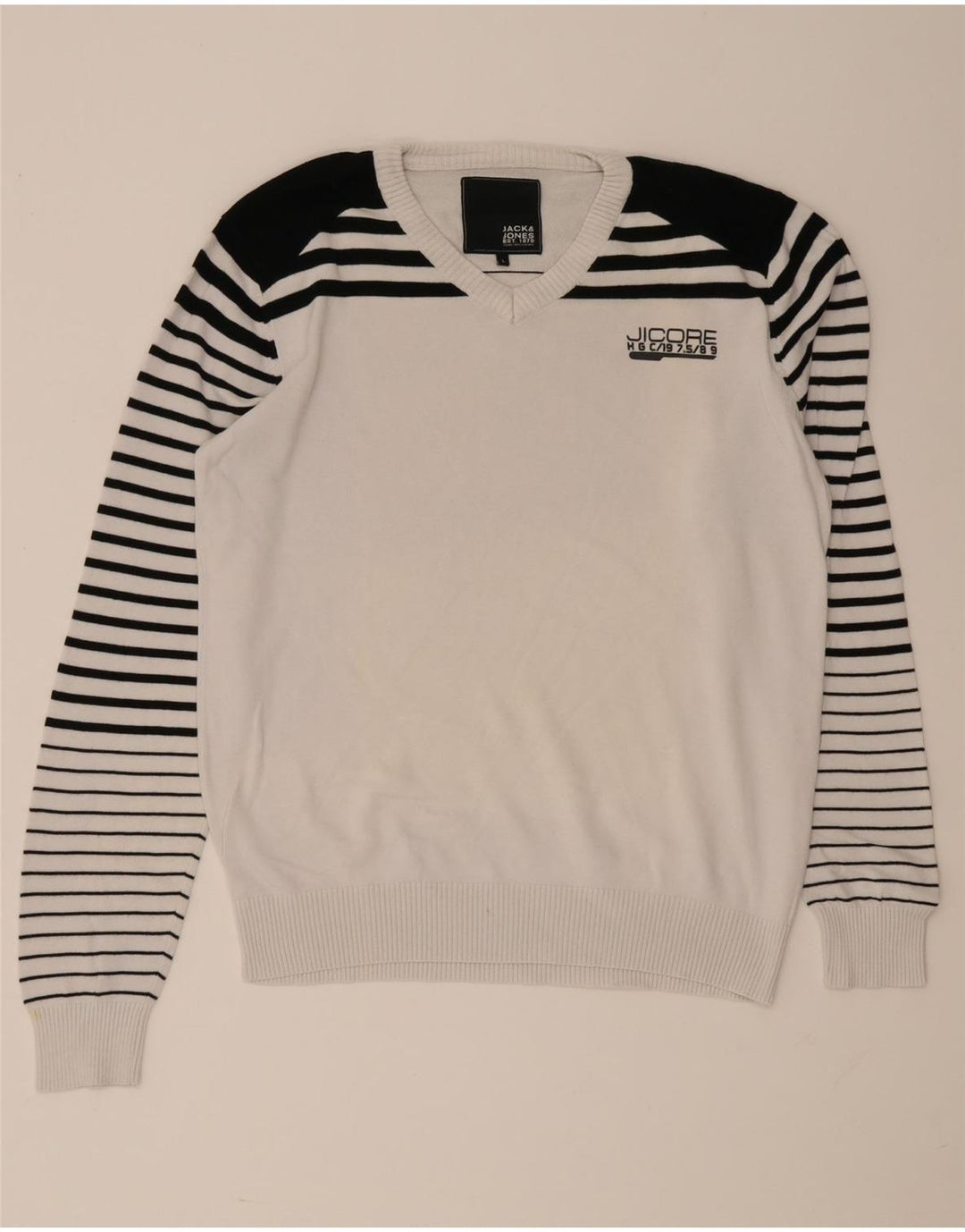 Jack & Jones Herre V-hals sweater Stor hvid Colourblock