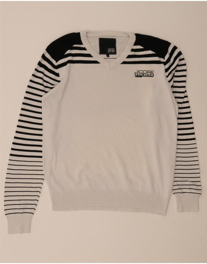 Jack & Jones Herre V-hals sweater Stor hvid Colourblock