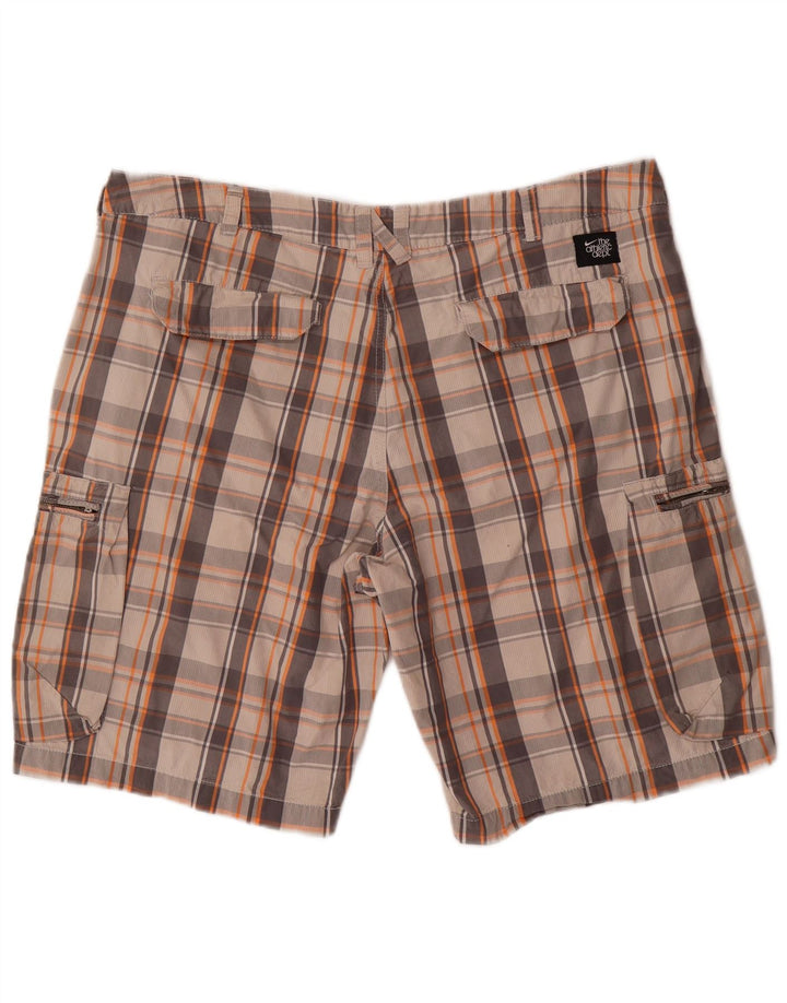 NIKE Cargo Shorts til mænd W36, store grå ternet bomuld