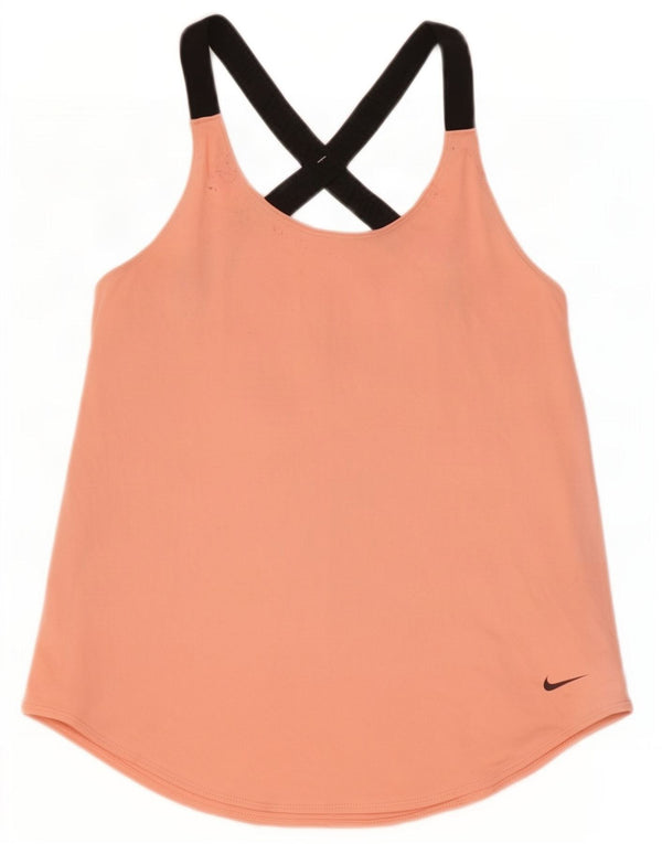 Nike Dame Dri Fit Standard Vest Top UK 4 XS Pink Colourblock Polyester