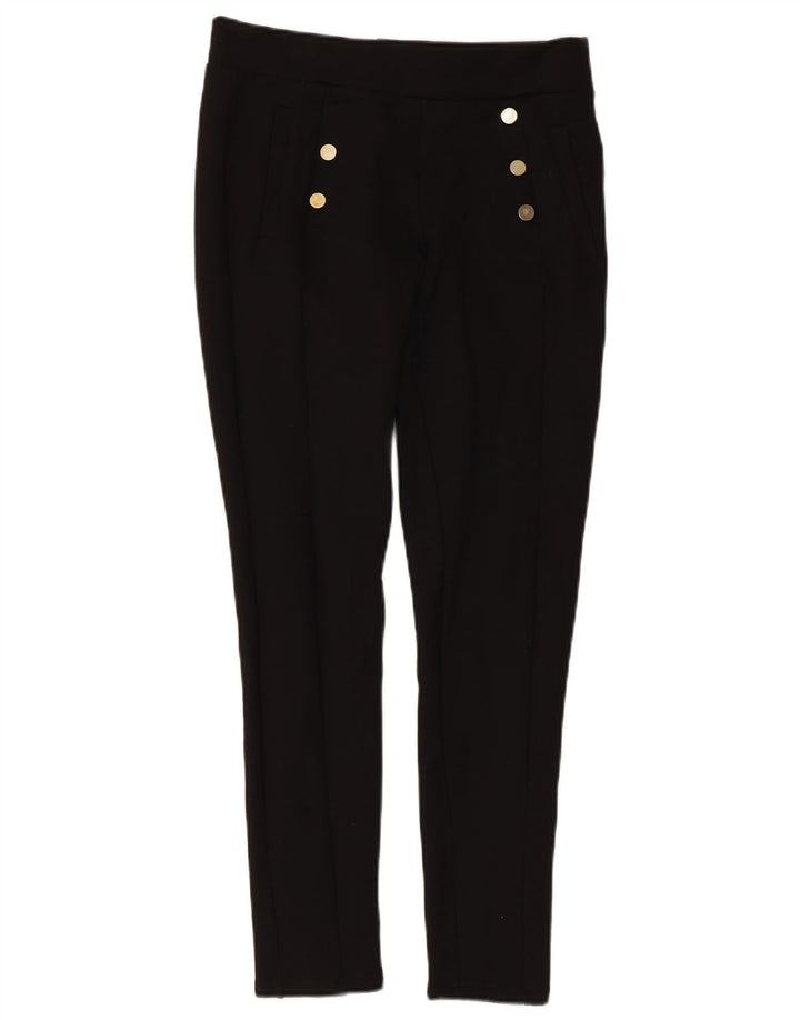 Zara Dame Slim Cropped Trousers Medium W28 L25 Sort Viscose