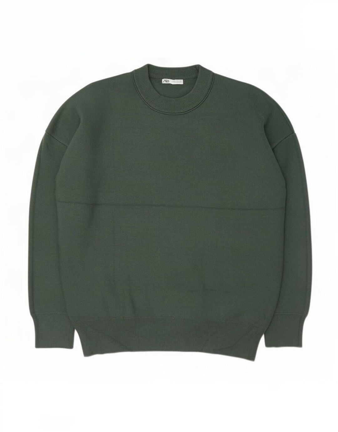 Zara Herre sweater med rund hals, mellemgrøn viskose