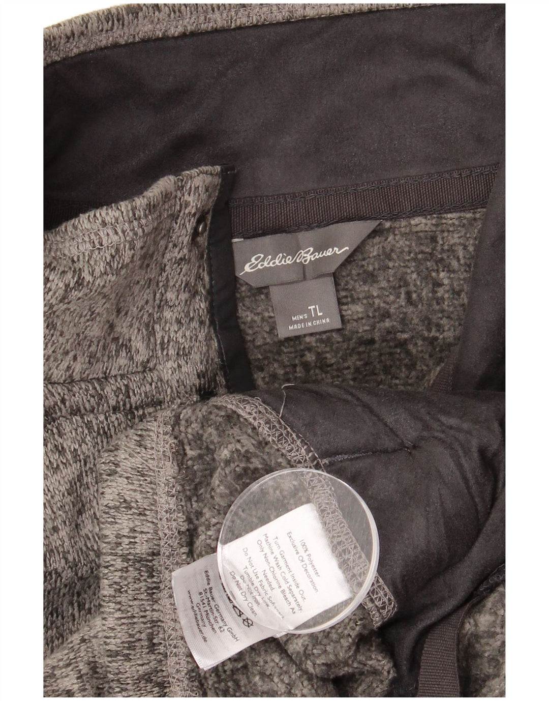 Eddie Bauer Herre høj knap hals sweater stor grå flækket