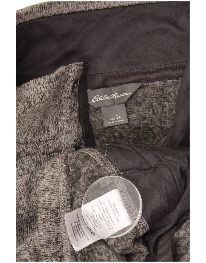 Eddie Bauer Herre høj knap hals sweater stor grå flækket