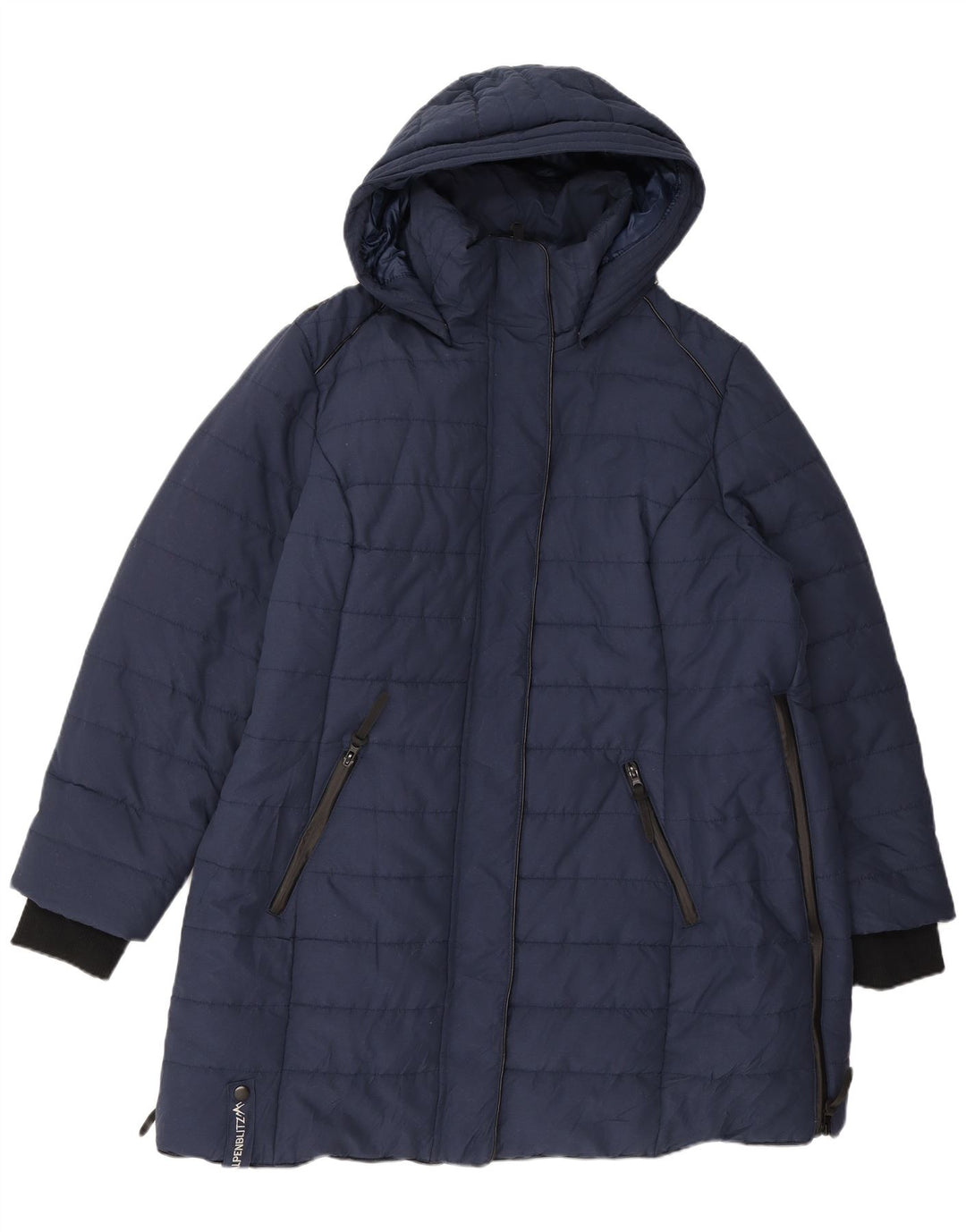 Alpenblitz Dame Hætte Polstret Frakke UK 24 4XL Navy Blue Polyester
