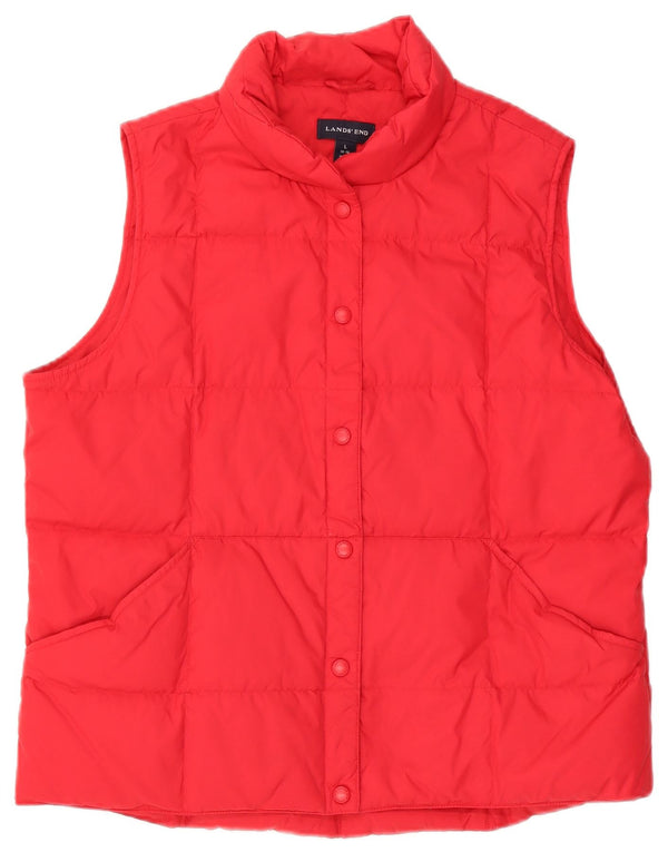 Lands End Womens Polstret Gilet UK 16 Large Red Nylon