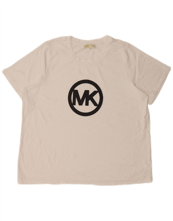 MICHAEL KORS Herre Grafisk T-Shirt Top XL Hvid Bomuld