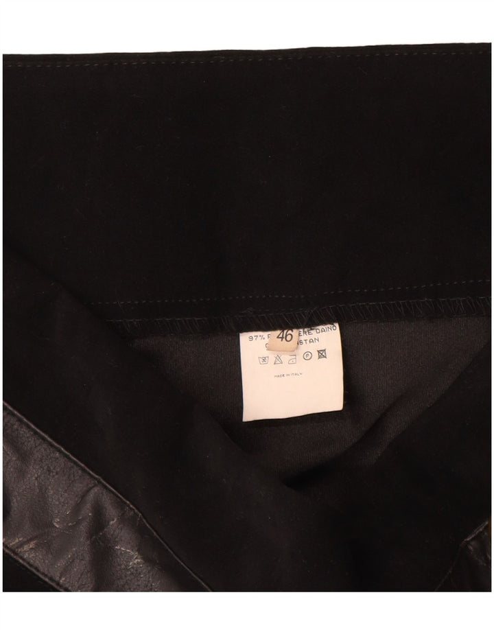 Vintage kvinders højtalje asymmetrisk nederdel IT 48 XL W30 sort polyester