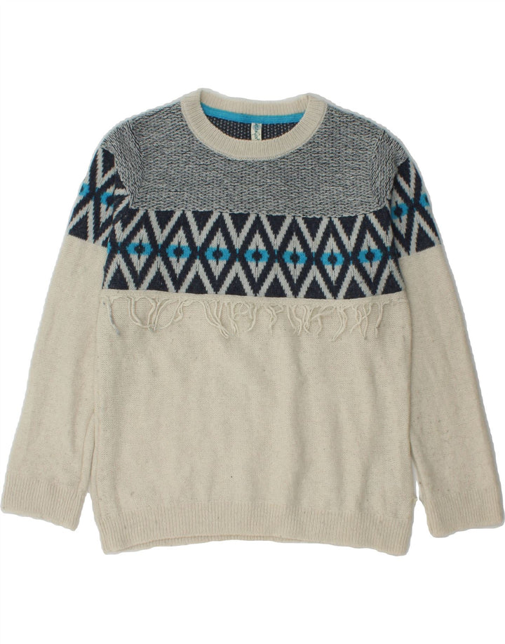 WEIRD FISH Womens Crew Neck Jumper Sweater UK 12 Medium Off White Vintage Weird Fish and Second-Hand Weird Fish from Messina Hembry 