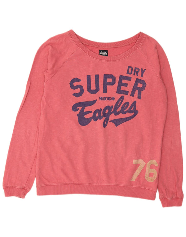 Superdry Graphic Sweatshirt Jumper UK 16 Large Pink Bomuld