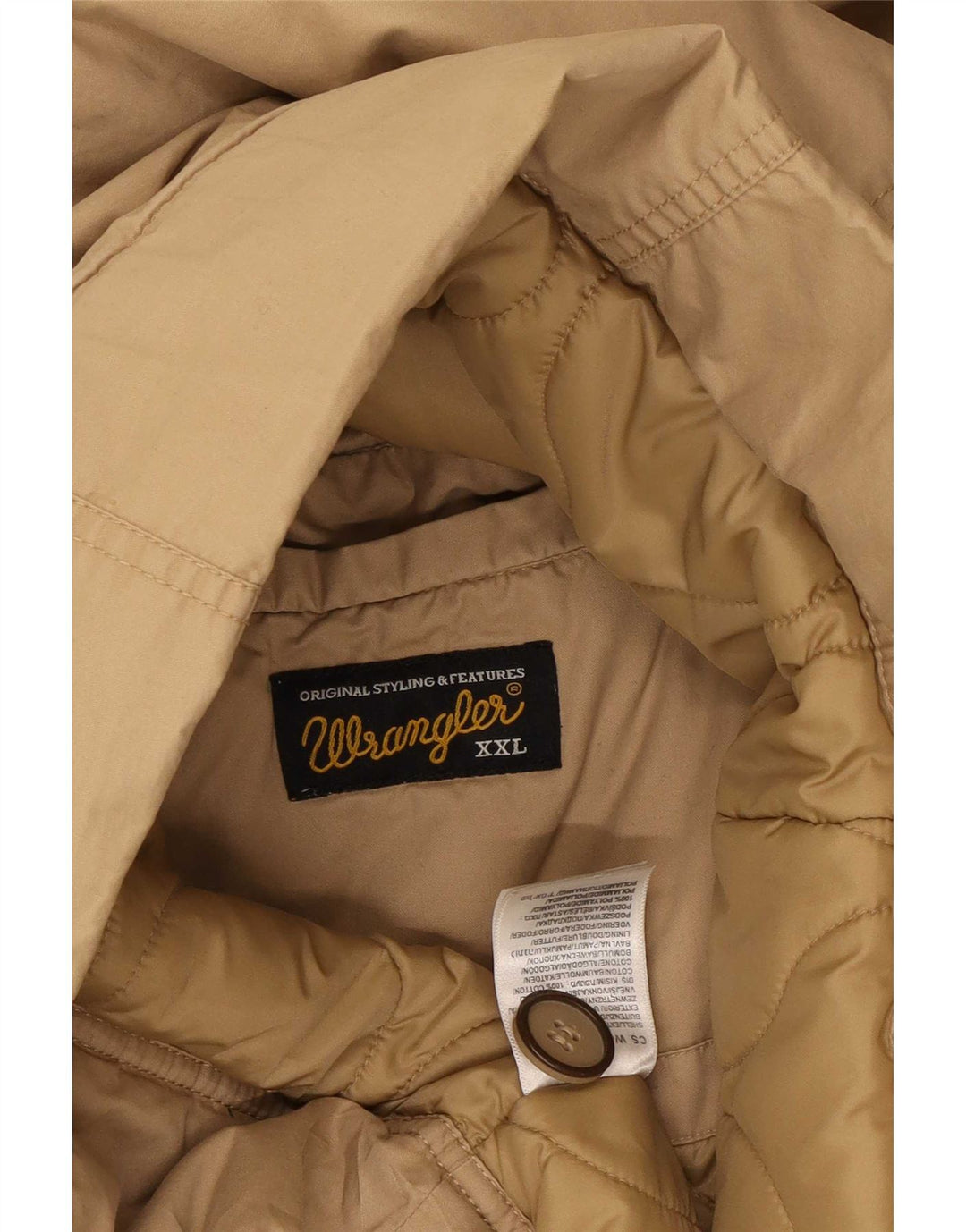Wrangler Herre Hooded Parka Jacket UK 44 2XL Beige Polyamid