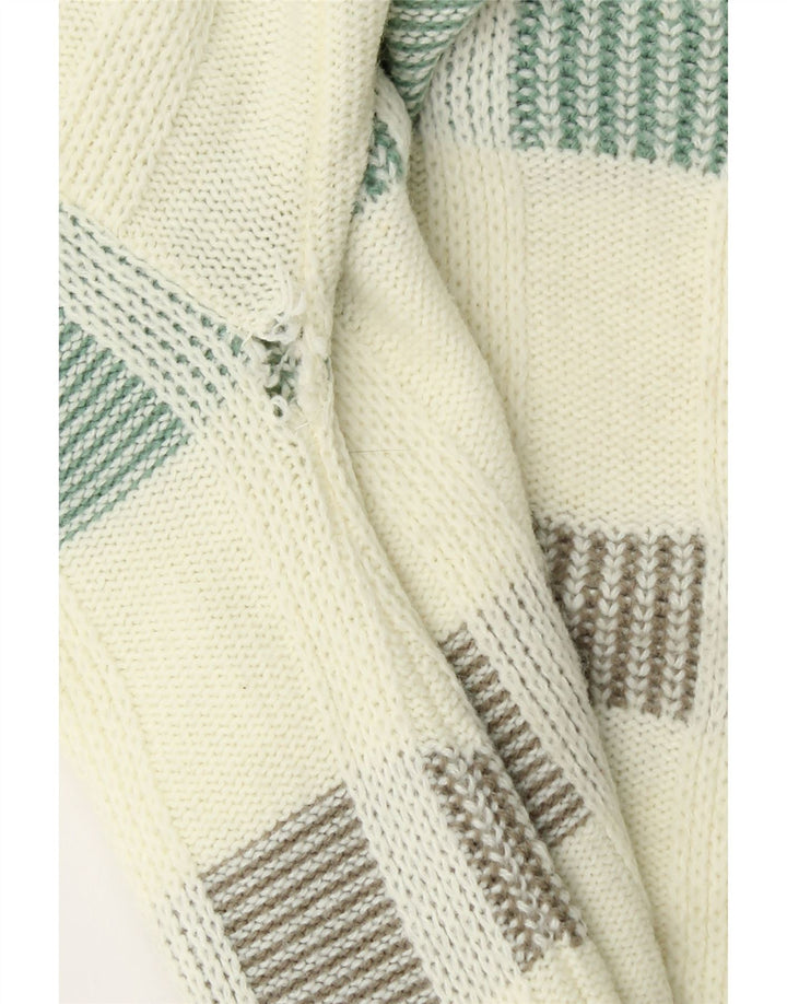 LONDON FOG Herre V-hals sweater Small Off White Stribet akryl