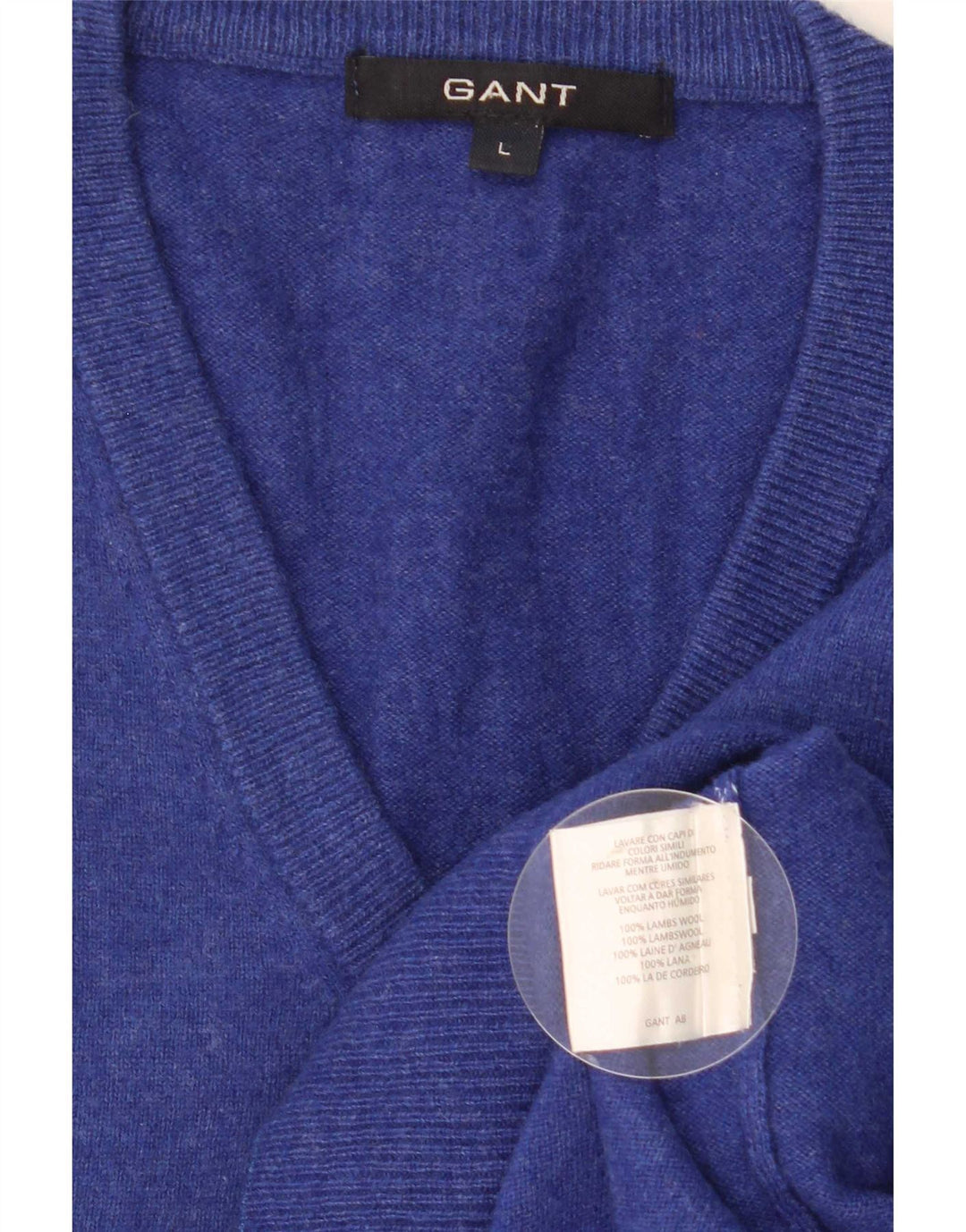 Gant Herre V-hals sweater Stor blå uld