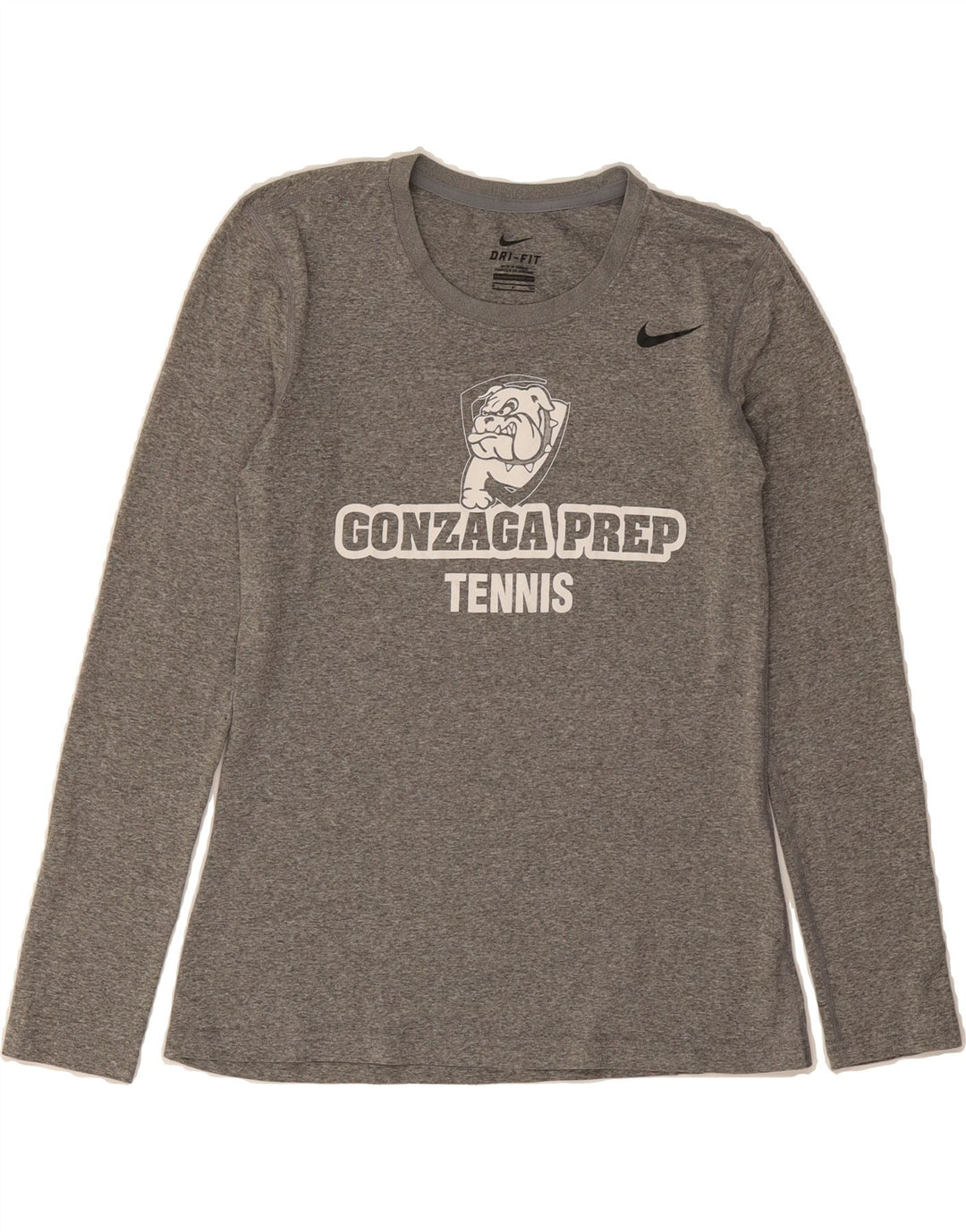 NIKE Womens Gonzaga Graphic Top Long Sleeve UK 10 Small Grey Polyester Vintage Nike and Second-Hand Nike from Messina Hembry 