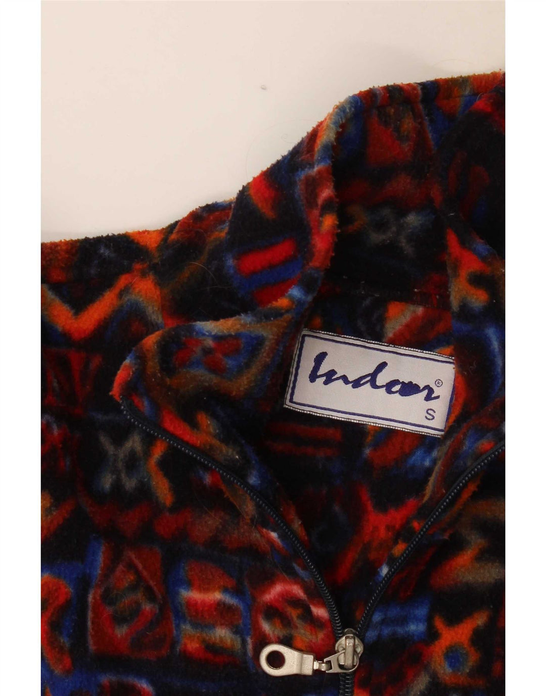 Vintage Herre Loose Fit Fleecejakke UK 36 Small Multicolored Geometric