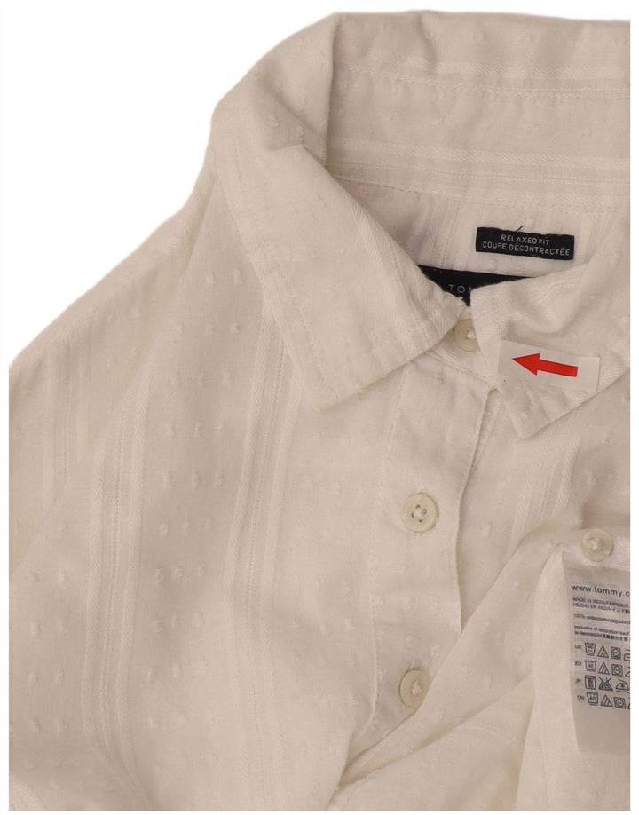 Tommy Hilfiger Dame Relaxed Fit Pullover Shirt UK 10 Small White Striped