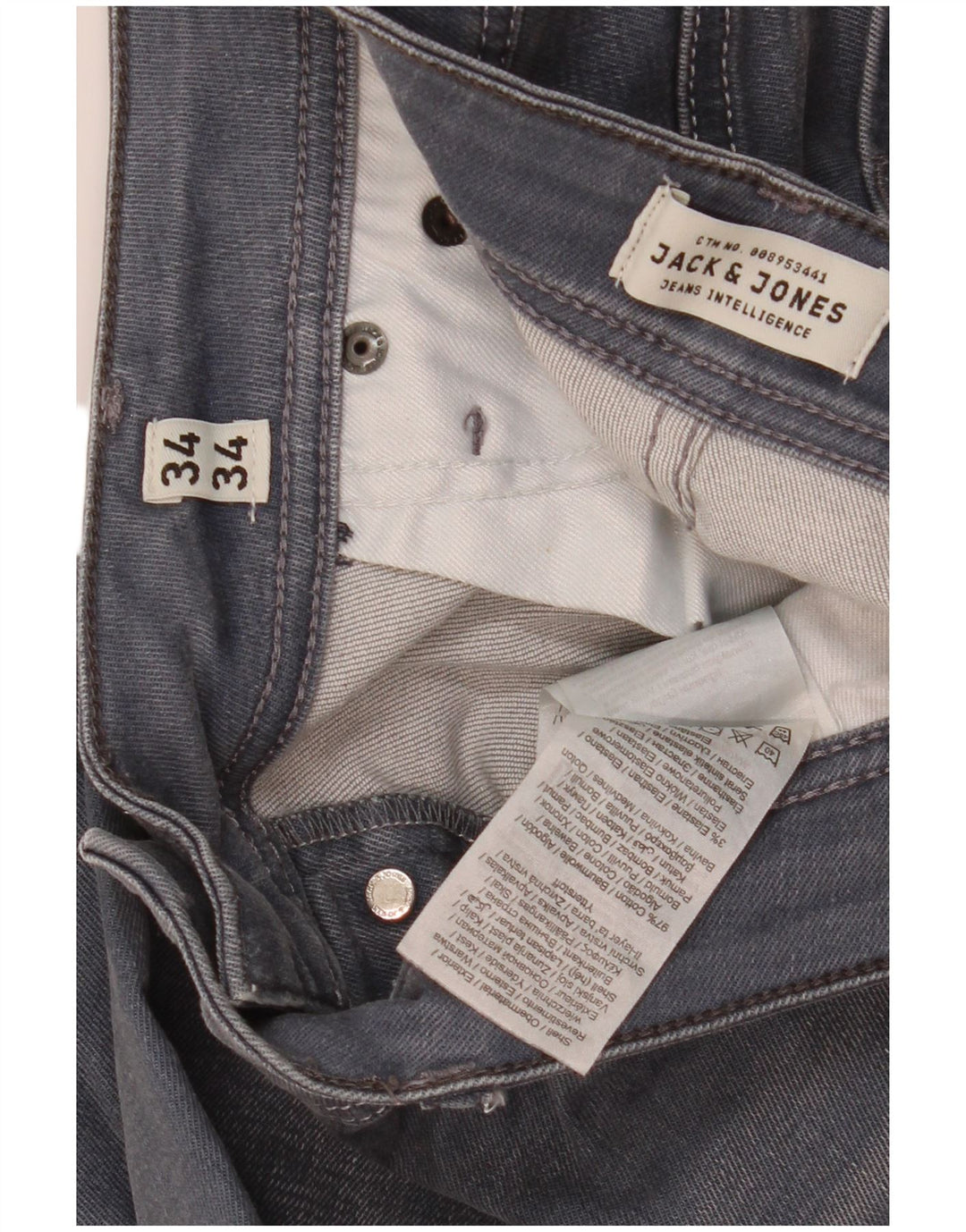 Jack & Jones Herre Tim Slim Jeans W34 L34 Grå Bomuld