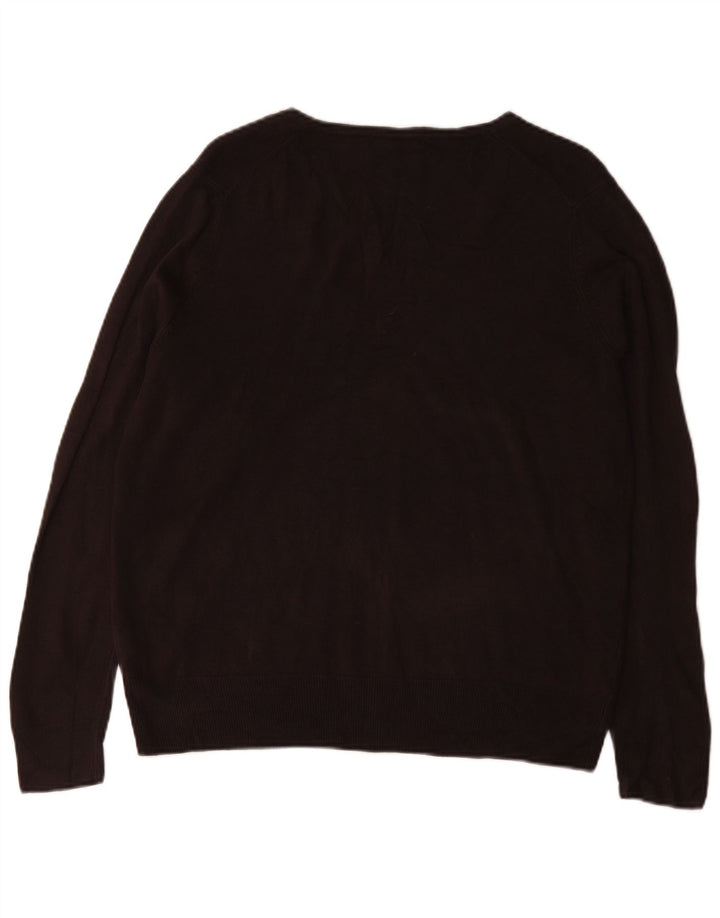 Marks & Spencer Dame V-hals sweater UK 14 Stor brun akryl