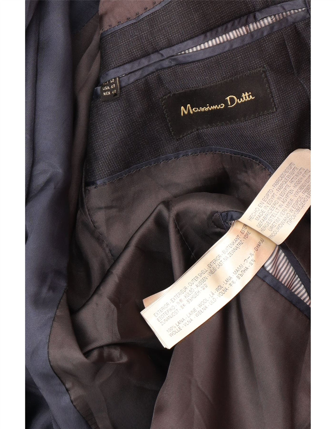 MASSIMO DUTTI Herre 2-knaps blazerjakke EU 52 Stor marineblå uld