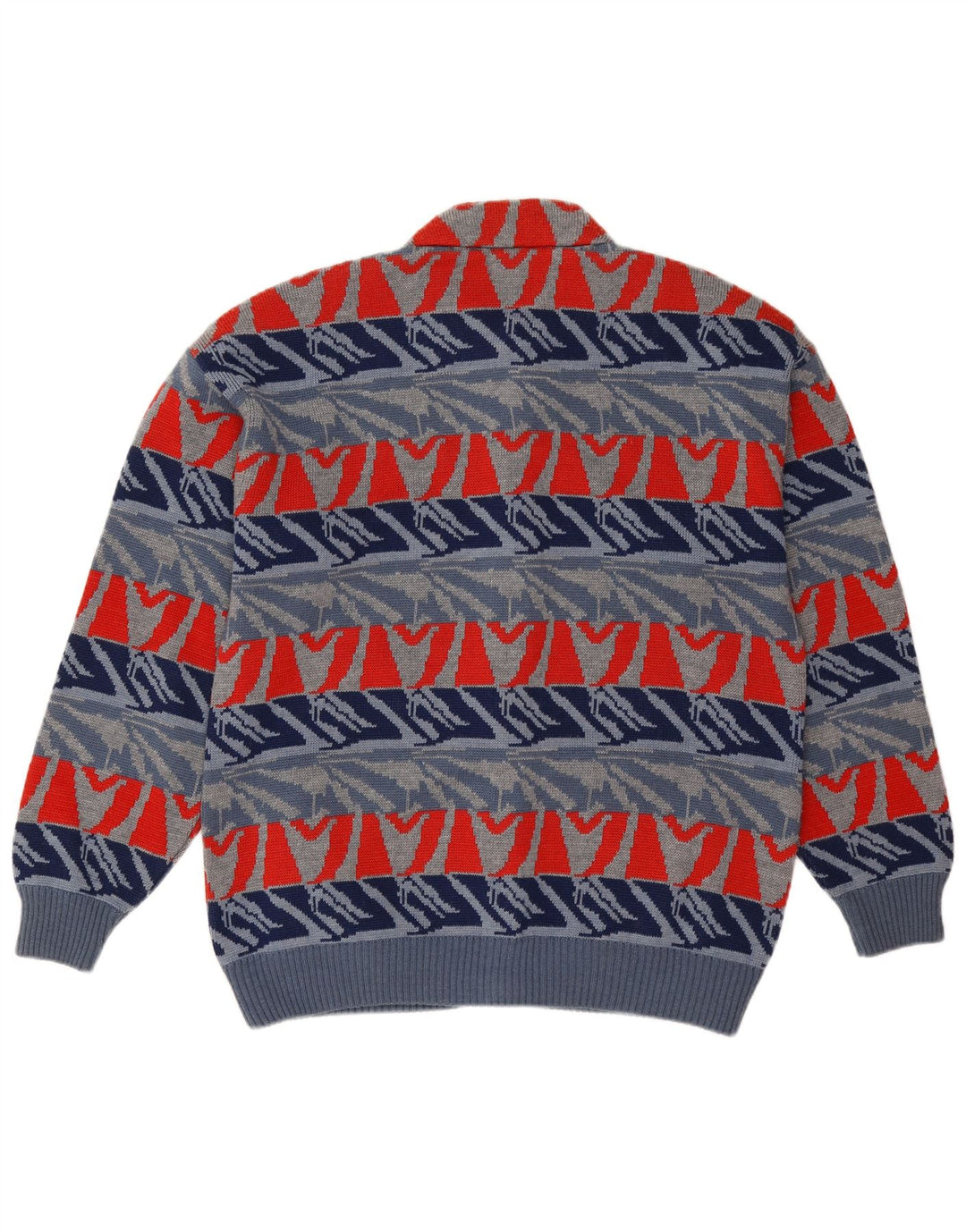 Settebello Herre Cardigan Sweater Stor Blå Geometrisk Uld