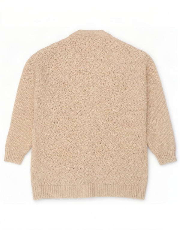 Fat Face Womens Longline Open Cardigan Sweater UK 14 Large Beige Acrylic