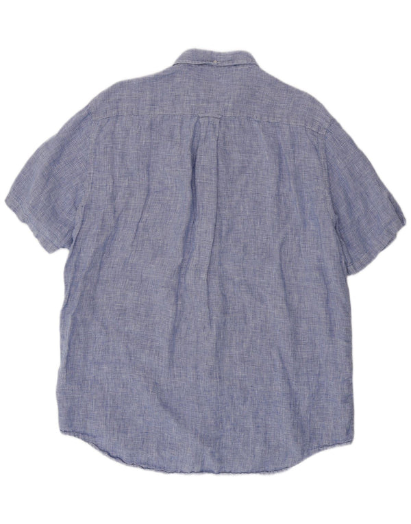 GANT Kortærmet Herreskjorte Størrelse 45/46 2XL Blå Houndstooth Linen