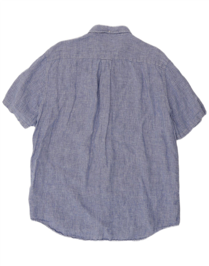 GANT Kortærmet Herreskjorte Størrelse 45/46 2XL Blå Houndstooth Linen