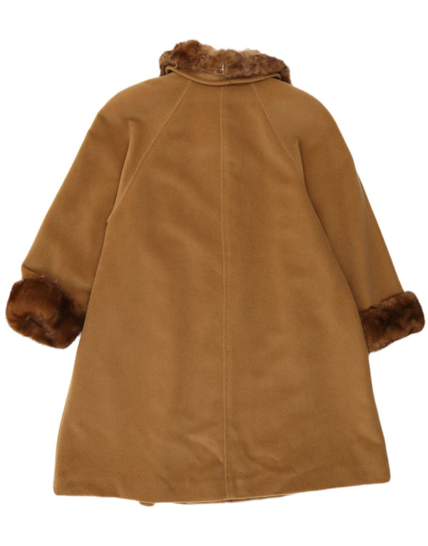 Vintage Dame Loose Fit Overfrakke UK 14 Medium Brun