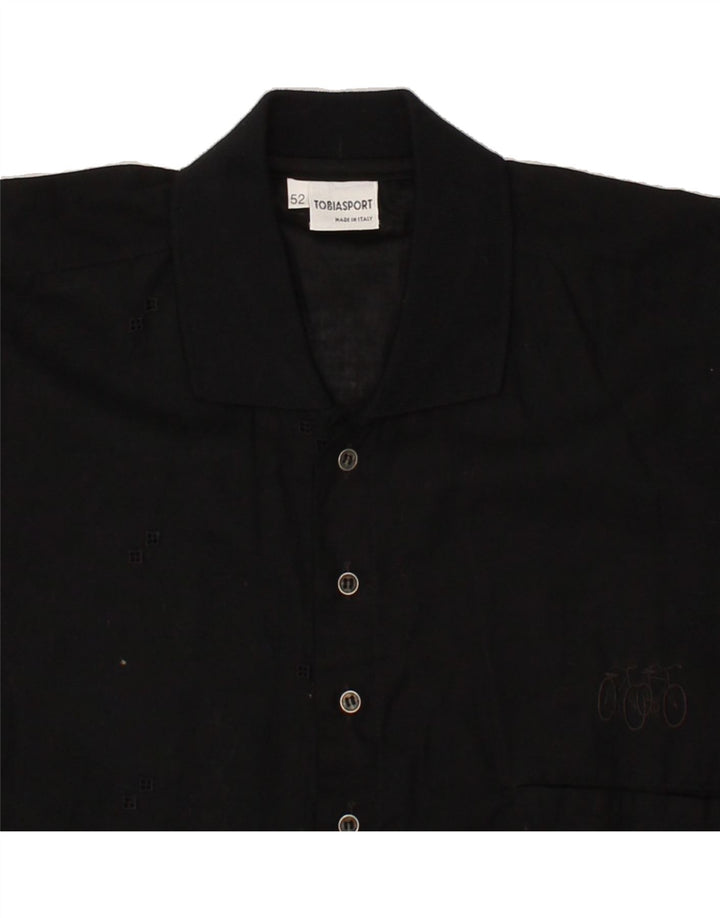VINTAGE Mens Polo Shirt IT 52 Large Black Cotton Vintage Vintage and Second-Hand Vintage from Messina Hembry 